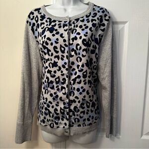 Chico's Gray and Black Leopard Print Cardigan